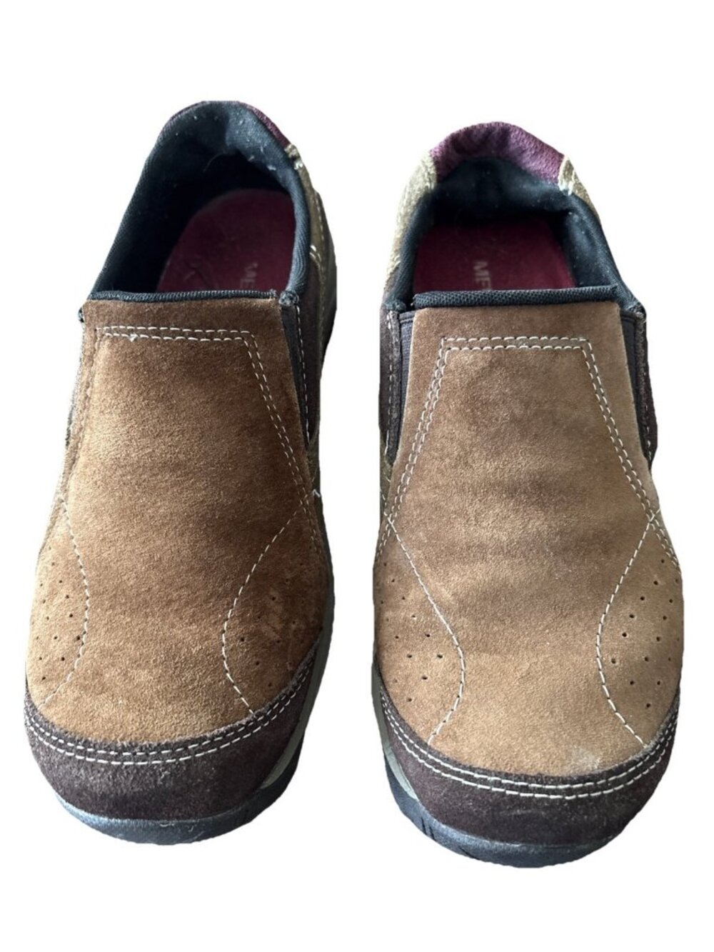 Merrell Dark Suede Wear Moc Slip On Women Comfort Leather Shoes Sz. 8.5” READ